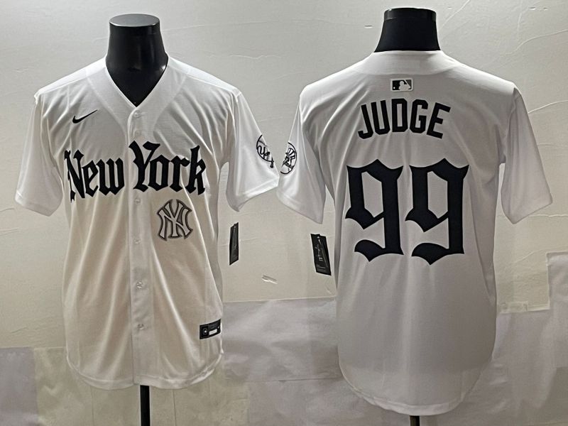 Men 2025 New York Yankees 99 Judge White Five generations Joint Name Nike MLB Jersey style 20